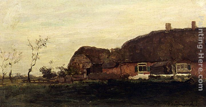 A Farmhouse In A Polder Landscape painting - Jan Hendrik Weissenbruch A Farmhouse In A Polder Landscape art painting